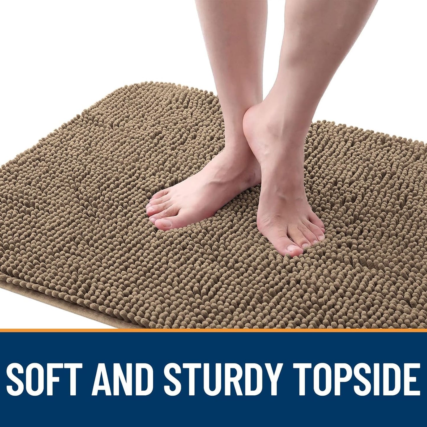 OLANLY Dog Door Mat for Muddy Paws 40x24, Absorbs Moisture and Dirt, Absorbent Non-Slip Washable Doormat, Quick Dry Chenille Mud Mat for Dogs, Entry Indoor Entryway Carpet for Inside Floor, Tan