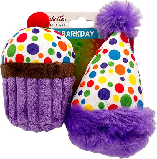 Huxley & Kent Tiny Tuff | It's My Barkday | Extra Tough Dog Toy for Small Dogs | 2-Pack Funny Dog Toy | Features Squeaker, Crinkle | Machine Washable
