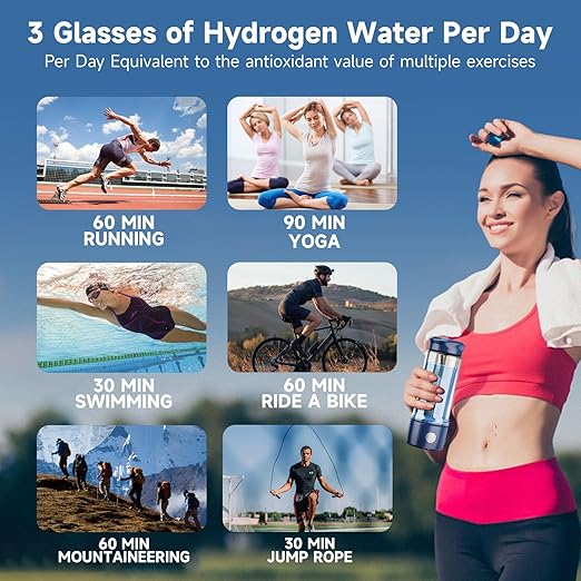 Hydrogen Water Bottle, 3 IN 1 Hydrogen Water Bottle Generator, 2300 PPB Smart Electrolysis Water Ionizer with SPE/PEM Technology, Hydrogen Water Machine for Women Men Office School Bike Running Travel