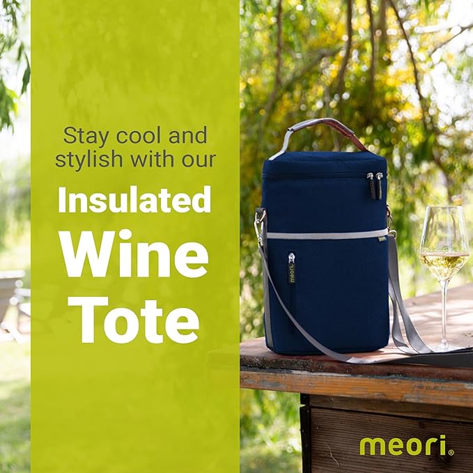meori 2-Bottle Insulated Wine Tote | Marine Blue Solid