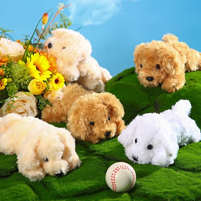 6 Pcs 8 Inch Dog Stuffed Animal Plush Dog Puppy Soft Plush Dog Pillow Toy Fluffy Puppy Set for Kids Girls Dog Theme Party Favor Birthday Baby Room Home Decor (Stylish Color, Stylish Style)