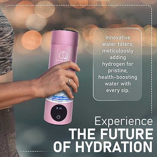 Hydrogen Water Bottle Generator–5000PPB Hydrogen Water Machine–Hydrogen Bottle Water with Adjustable Speed – Food-Grade Water Ionizer–Pink Pro