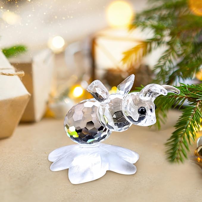 H&D HYALINE & DORA Crystal Bee Animal Figurine Mini Glass Animal Statue