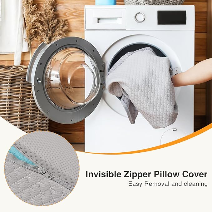 Side Wedge Pillow for Sleeping, Versatile Bed Wedge Back Pillow for Pregnancy, Back Pain, Leg Elevation and Side Sleepers, Memory Foam Body Positioner with Cover, Anti-Slip Base, Grey