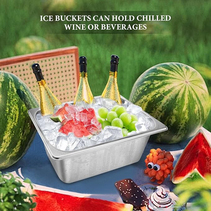 Ice Bucket, Stainless Steel Ice Buckets for Parties for Wine Beer Champagne Large Size Beverage Tub, Ice Cube bin for Storing ice Cubes