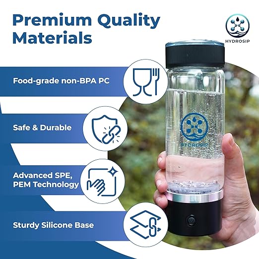 Hydrogen Water Bottle – 13oz Hydrogen Water Bottle Generator 1200-1500PPB – Portable Hydrogen Water Ionizer Cup for Home, Office, Travel – BPA-Free Water Ionizer Machine – Rechargeable and Compact