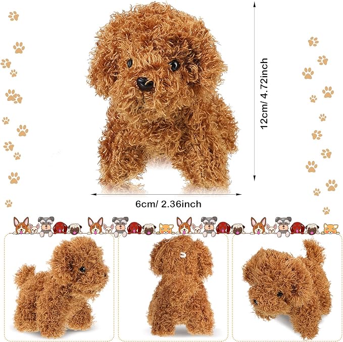 Sumind 9 Pcs 4" 5" Mini Plush Stuffed Dog Party Favor Small Puppy Stuffed Animal Bulk Soft Toy Doll Cute for Kids Gift Graduation Stocking Stuffers Baby Shower Birthday(Curly Puppy)