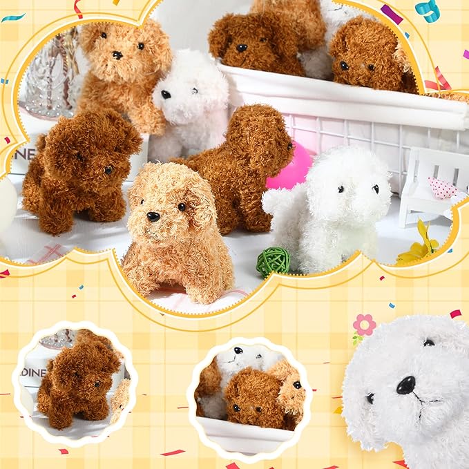 HyDren 30 Pcs 4.72 in Puppy Dogs Stuffed Animals Bulk Adopt a Puppy Mini Stuffed Plush Soft Puppies Dog Fluffy Plush Animal for Kids Baby Girls Boys Birthday Gifts Indoor Adoption Event(Multicolor)
