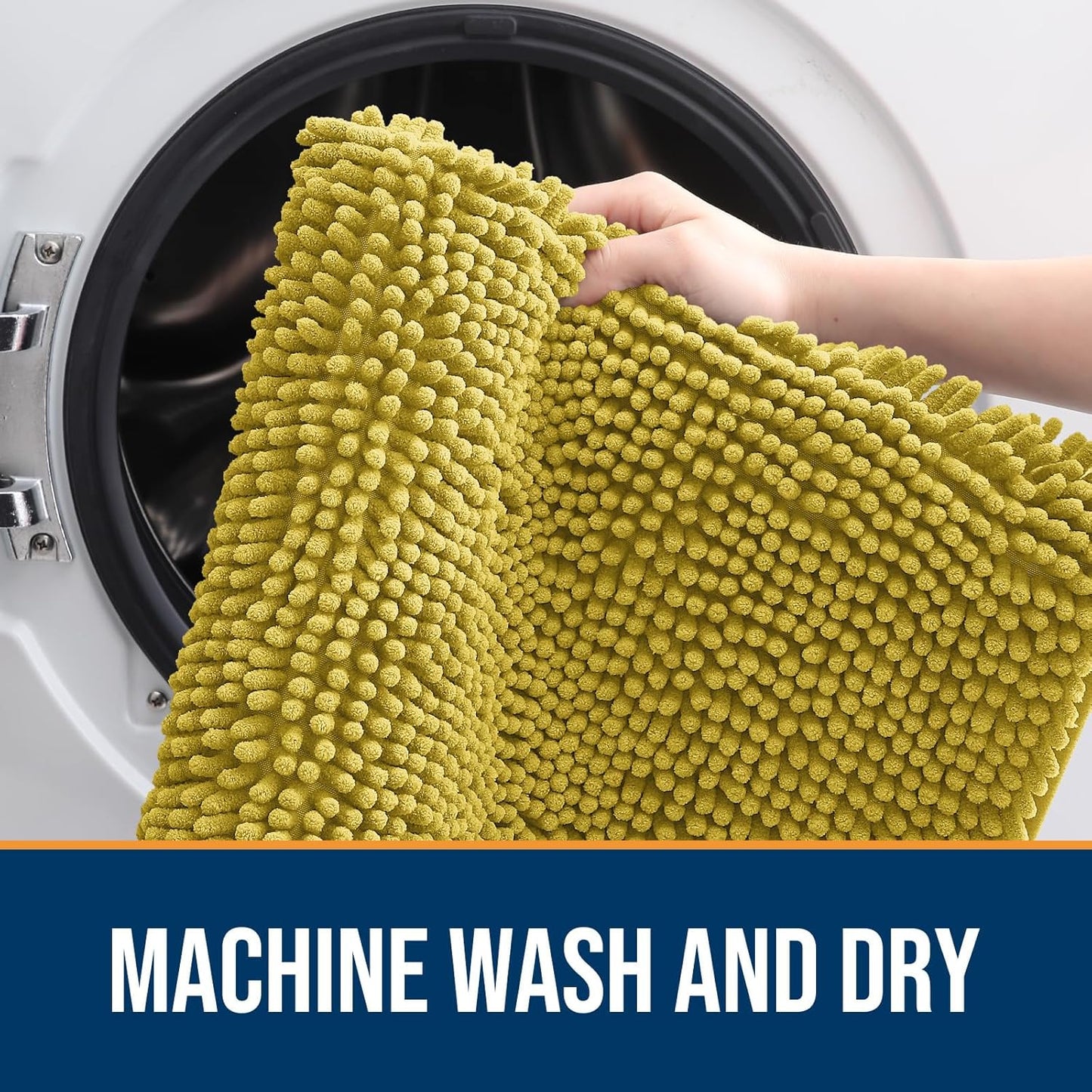 OLANLY Dog Door Mat for Muddy Paws 24x16, Absorbs Moisture and Dirt, Absorbent Non-Slip Washable Doormat, Quick Dry Chenille Mud Mat, Entry Indoor Entryway Carpet for Inside Floor, Mustard Yellow