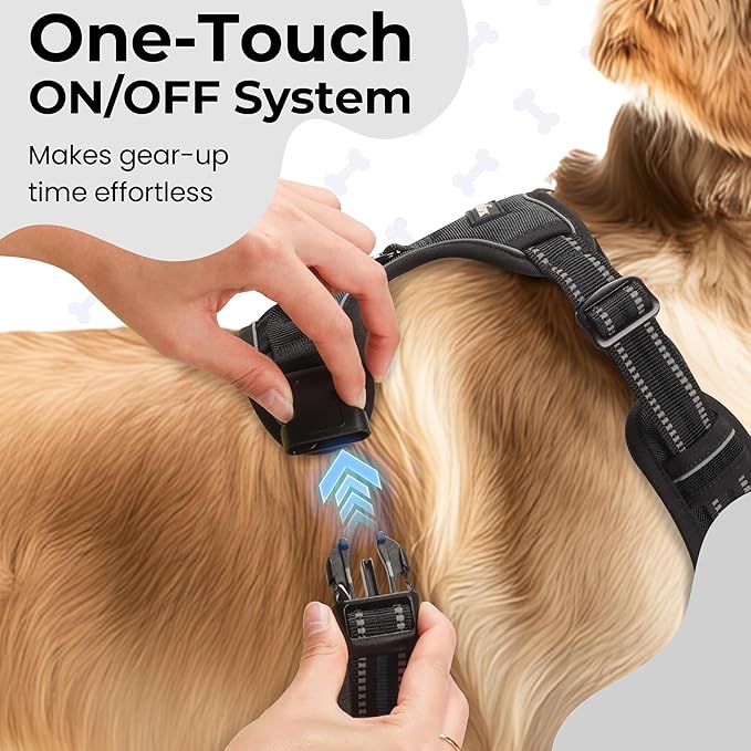 Funfox Dog Harness No Pull, Adjustable Pet Vest Harness Black S with Handle, 2 Leash Clips for Daily Walking Easy Control, Soft Durable Reflective Comfortable for Small Sized Dogs