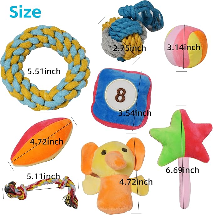 Puppies Pet Multiple Designs Rope Dog Chew Toys,Cute Stuffed Plush Puppy Squeaky Toys for Small Medium Dogs Interactive Play Exercise (Pack of 15)