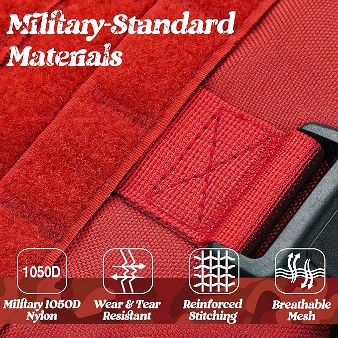 rabbitgoo Tactical Dog Harness for Large Dogs, Heavy Duty Dog Harness with Handle, No-Pull Service Dog Vest Large Breed, Adjustable Military Dog Vest Harness for Training Hunting Walking, Red, XL