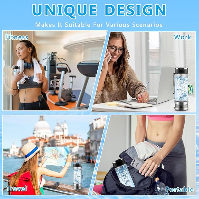 Hydrogen Water Bottle,2024SPE/PEM Technology Hydrogen-Rich Water Bottle Hydrogen Concentration(+1300ppb),460ml Rechargeable/Portable Hydrogen Water Machine for Office/Daily/Travel /Gifts for Women&Men