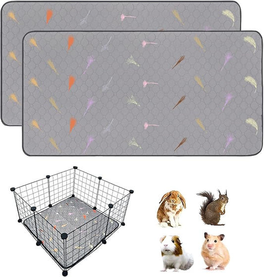 2Pcs Guinea Pig Cage Liners,Guinea Pig Fleece Cage Liners24''X24'' Super Absorbent Washable Pee Pads Reusable for Rabbit Hamster Chinchilla