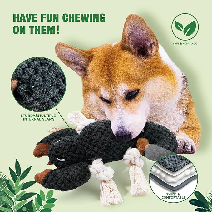 LEGEND SANDY Squeaky Dog Toys, Plush Small Dog Toys, 5 Pack Stuffed Animal Puppy Toys with Tug of War Ropes Value Bundle, Puppy Chew Toys for Teething, Dog Chew Toy for Small Medium Breeds