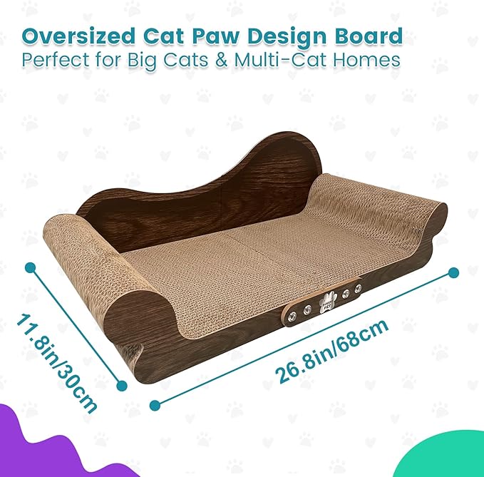 Cat Scratcher Sofa - 26” Cat Scratcher Lounge Cat Scratching Board Long Lasting Scartching Pads for Indoor Cats Furniture Protector