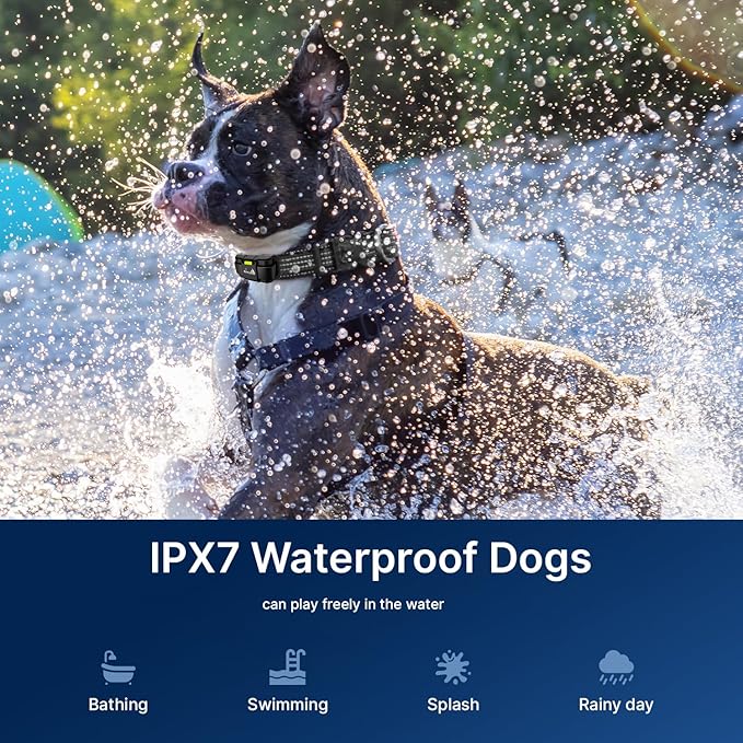 My Pet Command Long Range Dog Training Collar with Remote 1 Mile/5280 Ft Safe Shock, Vibrate, Tone collar with Flashing Beacon Lights Rechargeable Waterproof Dog collar with remote add Up to 2 Collars