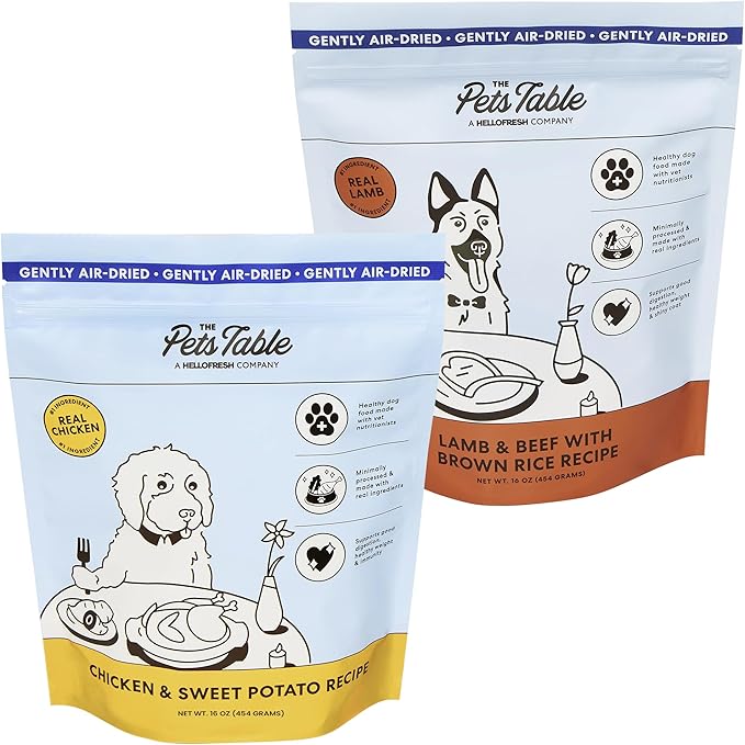 The Pets Table Grain Inclusive Air Dried Dog Food 2 Pack - Chicken & Sweet Potato + Lamb & Beef, 16 Ounce (Pack of 2)