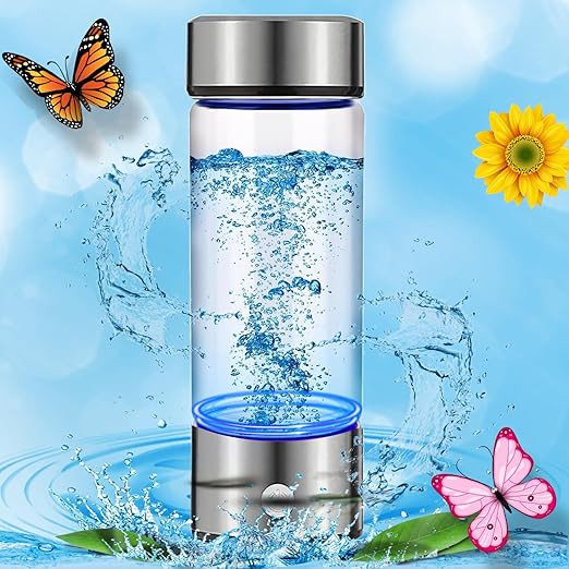 Hydrogen Water Bottle Generator Portable Glass Health Cup Hydrogen Rich Water Ion Machine with SPE PEM Tech Water Ionizer, Hydrogen Water Machine Improve Water for Home, Office, Travel, Daily Drinking