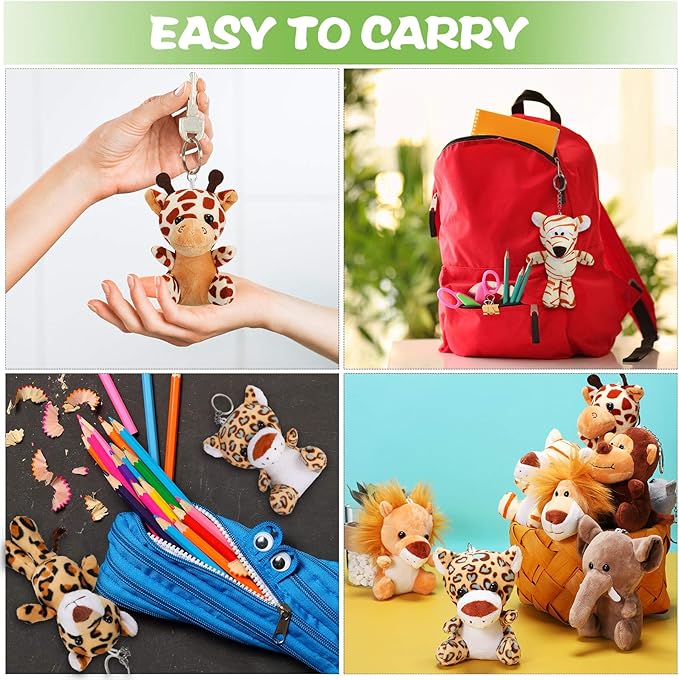 Sumind 12 Pieces Mini Stuffed Forest Animals Jungle Animal Plush Toys 4.8 Inch Cute Elephant Lion Giraffe Tiger Plush for Animal Themed Parties Achievement(Sitting, Standing)