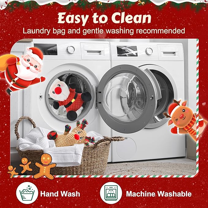 Squeaky Dog Toys, 2 Pack Dog Chew Toys with Crinkle Paper for Puppy, Small, Medium, Large Dogs, Interactive Pet Holiday Toys for Training and Reducing Boredom