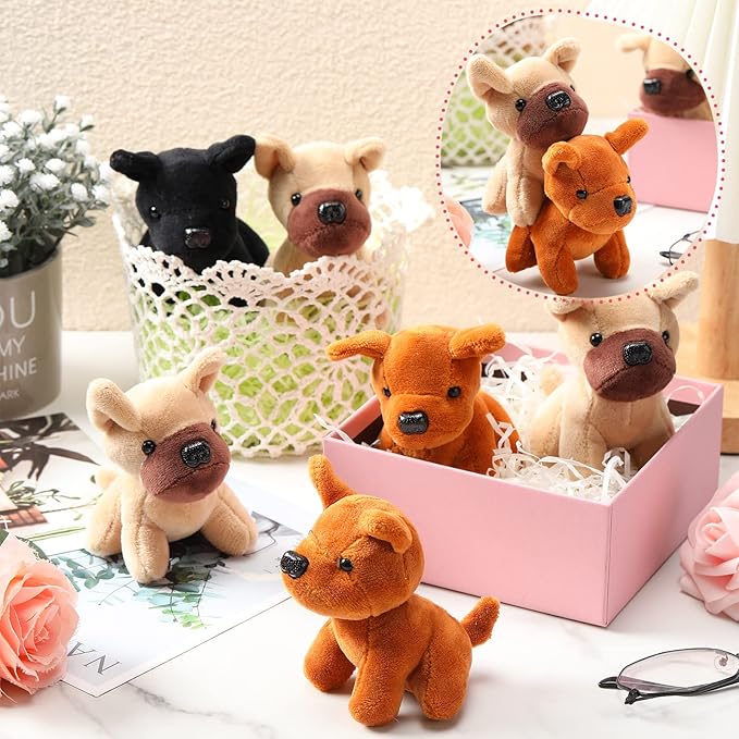 Sumind 9 Pcs Mini Plush Dog Stuffed Animals Bulk Dog Plush Party Favors Small Soft Toy for Goodie Bag Fillers (Nerdy Puppy)