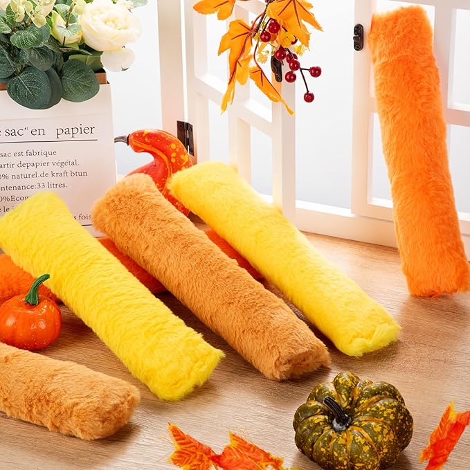 Civaner 6 Pcs 10.6 Inch Fall Cat Toys Thanksgiving Catnip Toys Interactive Kitten Kicker Soft Plush Cat Pillow Sticks Kitten Chasing Chewing Exercising Catnip Sticks Indoor Gift (Gold, Yellow, Orange)