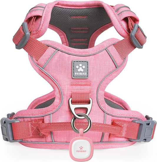 Pawaii Mimi Pink Small Dog Harness, No Choke, Adjustable Soft Padded Pet Vest with Easy Control Handle & Digital ID Tag
