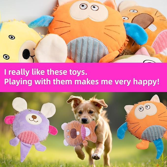 5 Pack Squeak & Crinkle Bulk Pet Squeaky Dog Toys – Interactive Soft Chew Toy for Puppy to Medium Big Dogs