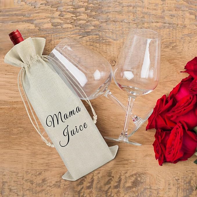 Mom Gifts Birthday Gift for Mom from Daughter Son Wine Bags Mother's Day Gift Thank You Gift for Mother Mama Stepmom Gift Drawstring Burlap Wine Wrap Bag Christmas Gift for New Mommy Mom to Be Gift