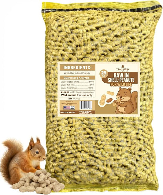 25 LB - Raw Peanuts For Squirrels, Raw In Shell Peanuts For Birds and Wildlife- Squirrel Food, Wild Bird Seed - Grown in The USA