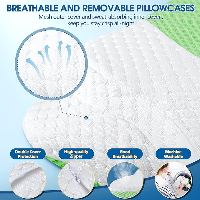 5X Pain Relief Cervical Pillow for Neck and Shoulder Support,Hollow Design Cervical Memory Foam Pillows, Orthopedic Ergonomic Neck Pillow,Contour Bed Pillow for Side,Back,Stomach Sleeper……