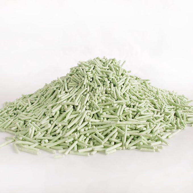 Tofu Cat Litter Green Tea 5.5 Lbs X 8 Bags, Flushable Clumping Fast Drying, Ultra Absorbent, Low Tracking Cat Litter 2mm Pellets.