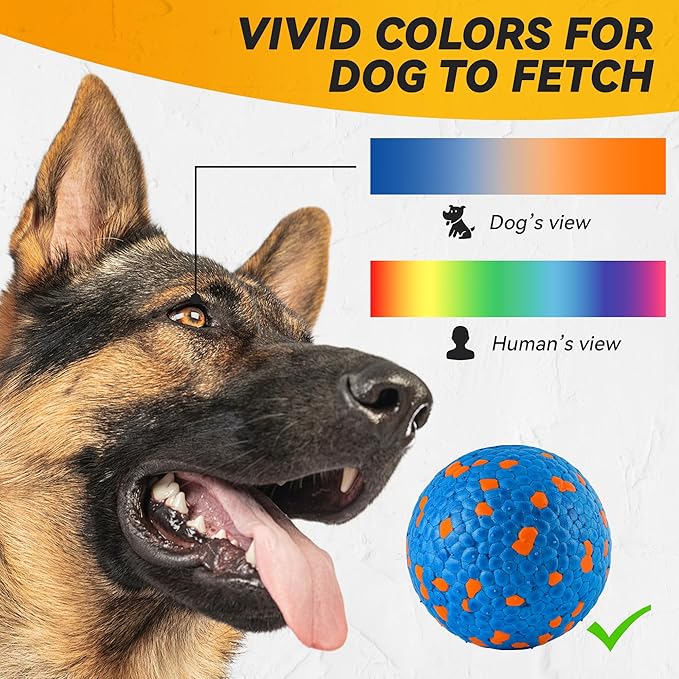 2Pcs Dog Balls, Tennis Balls for Dog Aggressive Chewers, for Large Medium Small Puppy, Training Catch&Fetch, Water Floats Toys, Blue