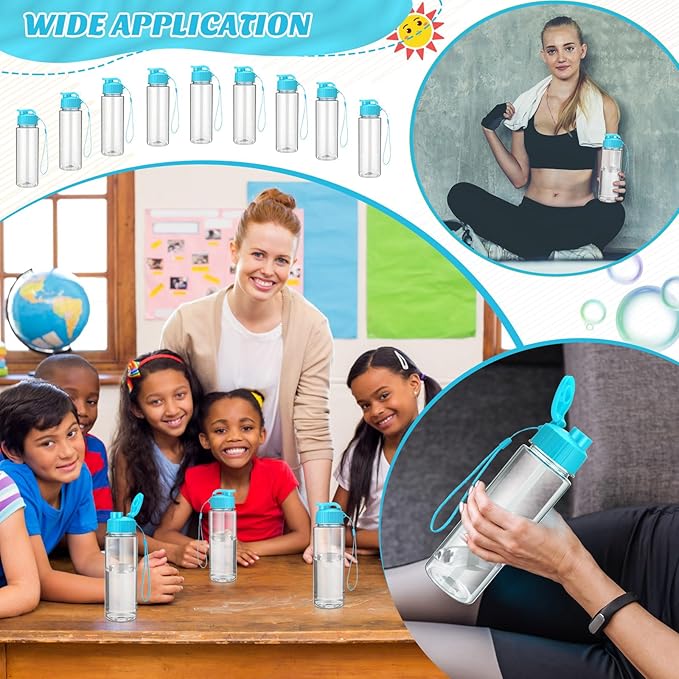 Mifoci 20 Pieces Water Bottle Bulk Plastic Water Bottles Bulk Gym Sports Adults Reusable Large Water Bottles with Leak Proof Flip Top for Party Outdoor(17 oz,Sky Blue)