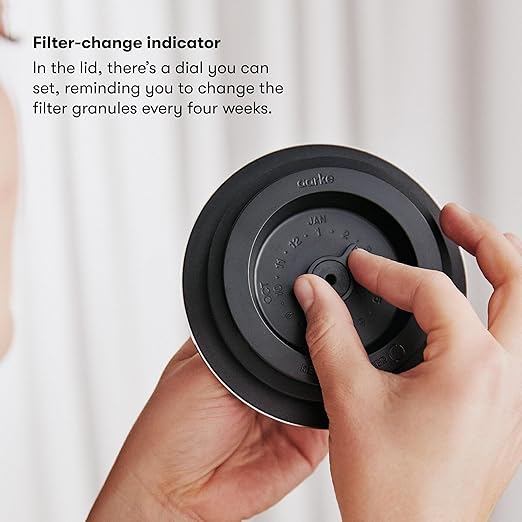 aarke Purifier Glass Water Pitcher, Refillable Stainless Steel Filter, 8-Weeks Performance, BPA-Free, Dishwasher Safe, Pure & Enriched Refill Granules, 1.18L (5 Cups) Capacity