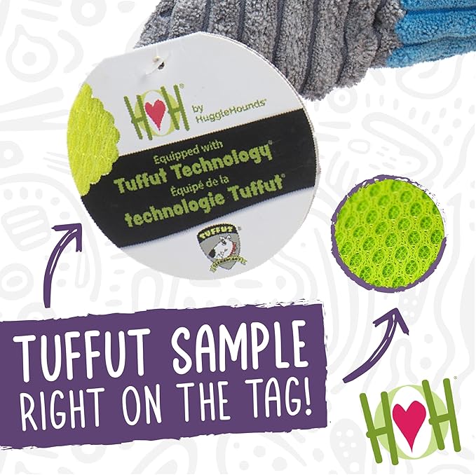 HuggleHounds Knottie Plush Dog Toy - Dog Stuffed Animal Toy, Puppy Toys, Squeaky Dog Toy for Small, Medium & Large Dogs, Soft Fleece, Durable Plush to Keep Them Busy - Henry Hedgehog, Large