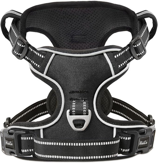 HEELE Dog Harness Dog Harness Small Dog No Pull Harness with Soft Handle Reflective Harness Adjustable, Black, S