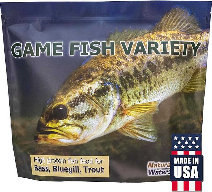 Natural Waterscapes Game Fish Food Variety | Pond and Lake Fish Food Pellets | 7 lb Resealable Bag | Feed to Bass, Bluegill, Trout | Floating Pellets
