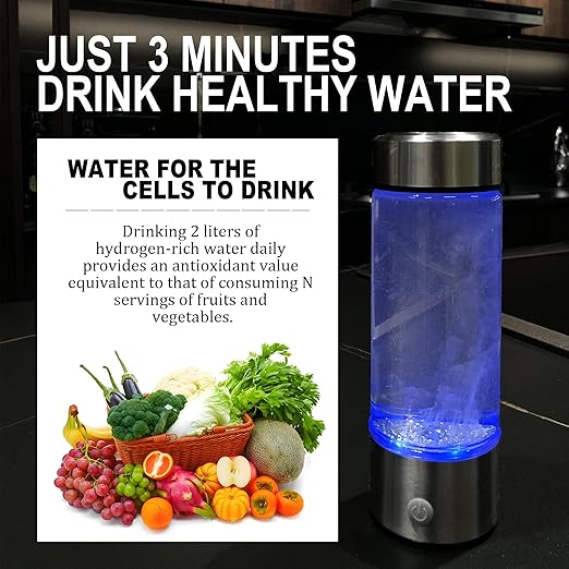 Hydrogen Water Bottle 2024, Hydrogen Water Bottle Generator with SPE PEM Technology Water Ionizer, Hydrogen Water Machine Improve Water in 3 Minutes for Home, Office, Travel, Daily Drinking(Silver)