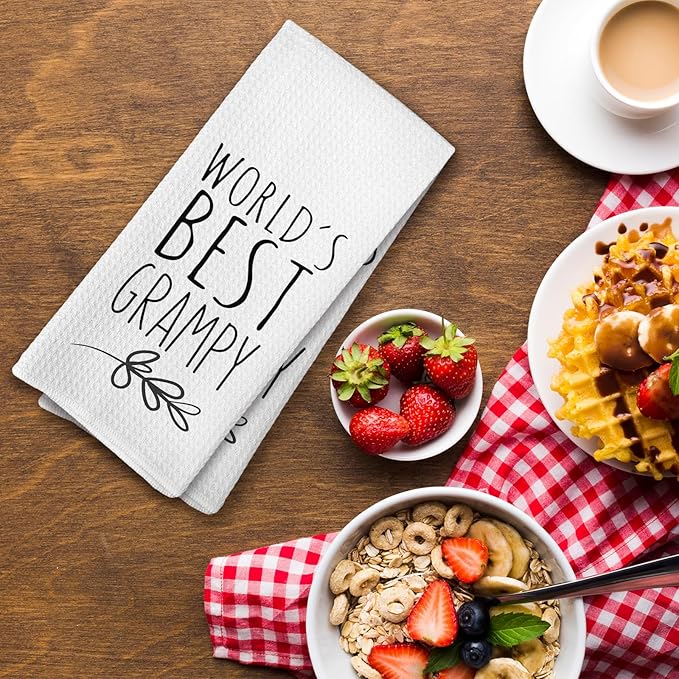 World's Best Grampy Kitchen Towels, Best Grampy Gifts for Grandpa Grampy, Grampy Gifts from Grandson Granddaughter, Grampy Father's Day Birthday Gifts Tea Towels Kitchen Hand Towels 16x24 Inch