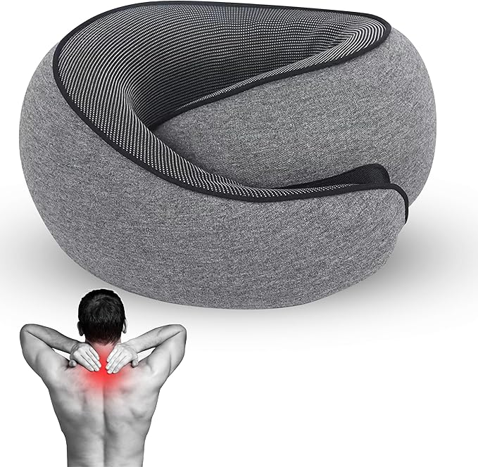 Airplane Travel Neck Pillow, Memory Foam Airplane Travel Pillow, 360 Degree Comfort and Breathability, Washable Modal Cover.Travel Neck Pillow for Airplane, Neck Pillow Airplane (Black)