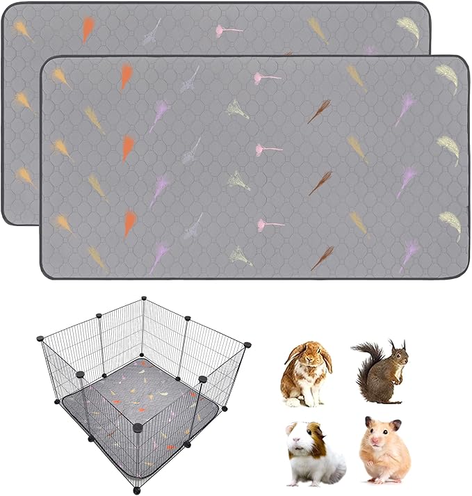 2Pcs Guinea Pig Cage Liners,Guinea Pig Fleece Cage Liners28''X28'' Super Absorbent Washable Pee Pads Reusable for Rabbit Hamster Chinchilla
