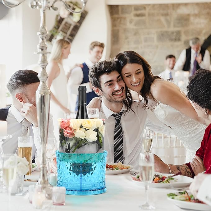 Ice Bucket Mold, Wine Bottle Chiller DIY Ice Bucket Champagne Ice Bucket Mold Floral Ice Bucket Mold,Ice Molds Holiday Bar Any Celebration Party Wedding Christmas and Thanksgiving (Hard Blue)