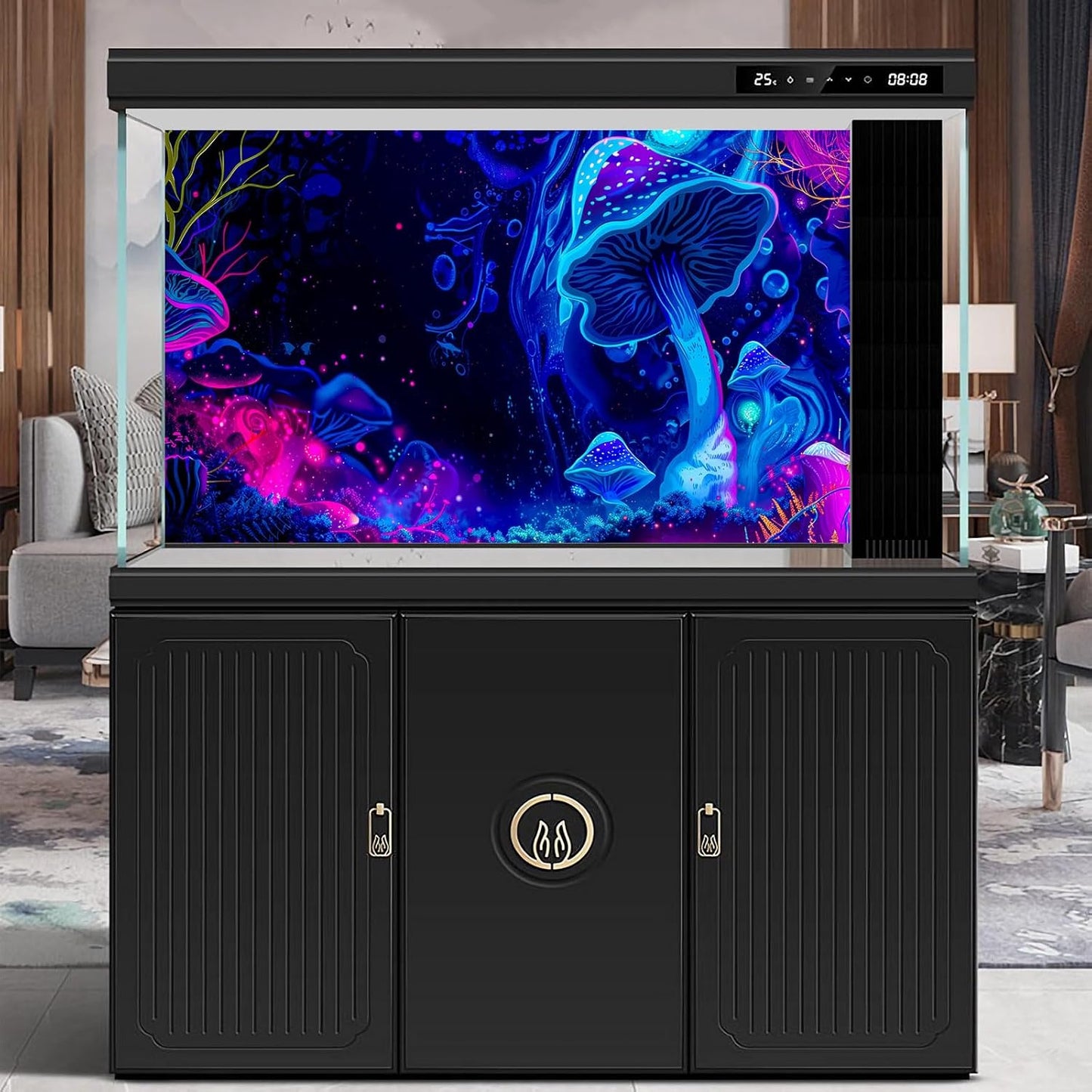 Fantasy Mushroom Forest Aquarium Background Abstract Cartoon Mushroom Reptile Tank Backgrounds Vibrant Jungle Mushrooms Theme Fish Tank Background Magic Mushrooms Reptile Enclosure Backgrounds 30x12in