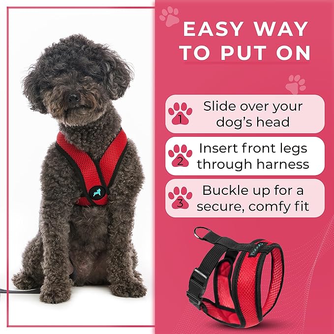 Gooby Comfort X Head in Harness - Red, Large - No Pull Small Dog Harness, Patented Choke-Free X Frame - Perfect on The Go Dog Harness for Medium Dogs No Pull or Small Dogs for Indoor and Outdoor Use