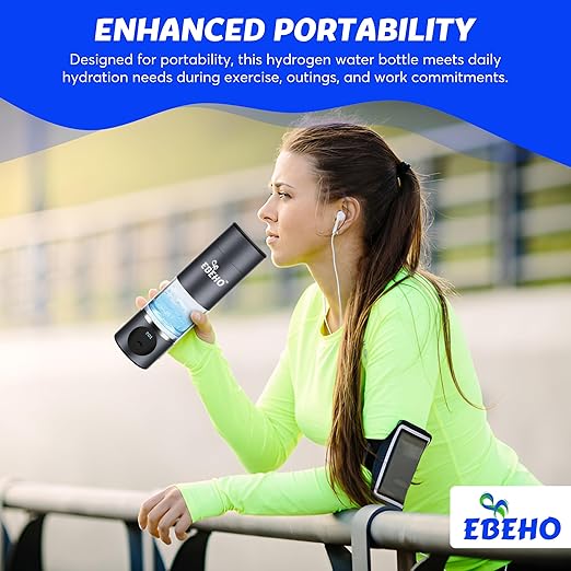 Hydrogen Water Bottle Generator: 5000+PPB Hydrogen Water, SPE PEM Technology, Portable Water Ionizer, Food-Grade & Shock-Proof Cup, Long-Lasting Battery, Leakproof - Easy to Use & Carry