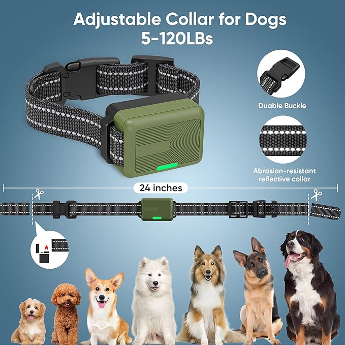 Dog Shock Collar 2 Dogs (5-120Lbs) - 4500FT Dog Training Collar with 3 Training Modes, Security Lock,IP67 Waterproof＆Rechargeable e-Collar with Remote for All Breeds (Light Green)