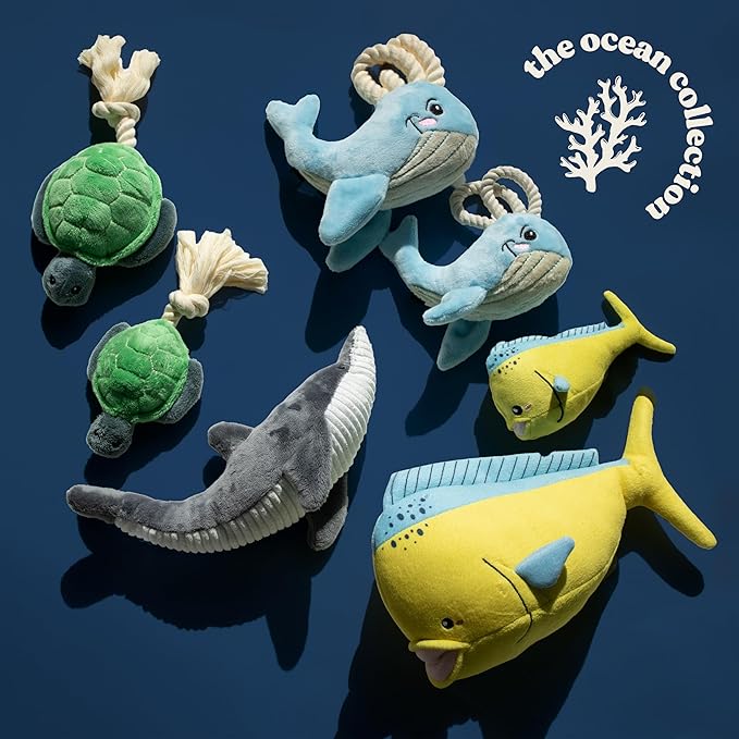Dog Toys | Plush Toy Whale Stuffed Animal for Dogs | Small Eco Friendly Toy - Easy to Clean and Made from Non Toxic Materials