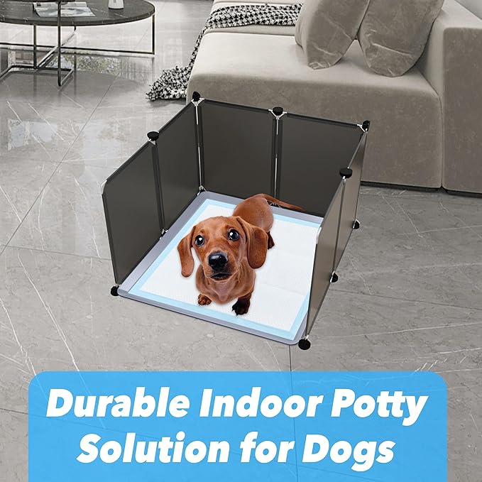 TidyFriend Litter Box Splash Guard, Litter Box Pee Shields for Dogs, Easy to Clean Indoor Dog Fence with Puppy Pee Pad Holder Tray Fits for 24” x 24” Peepads